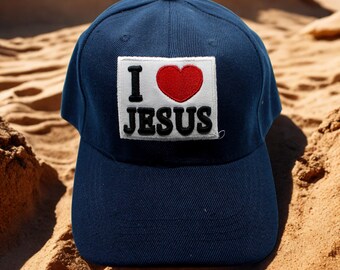 I Love Jesus Hat. Christian Baseball Cap with Embroidered Bible & I Love Jesus Design Christmas Gift. Jesus Blue Hat. Men Christian Hat