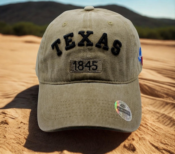 Vintage Texas 1845 Baseball Hat. TEXAS Embroidered Cap. Lone Star State Pride Hat. USA Hat. Texas 1845 Hat. Texas Cap. Texas Pride Brown Hat