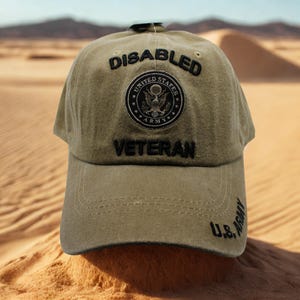 Gehandicapte veteranenhoed. Gewassen bruine pet van het Amerikaanse leger, geborduurde pet met geborduurde veteranen van het Amerikaanse leger. Legerhoed. Gehandicapte legerveteraanhoed. Veteranencadeau