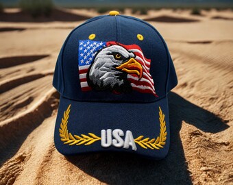 Blauer Weißkopfseeadler Hut. Vaterländische Adler Baseballkappe. Amerikanischer Pride Hut. veteran Geschenk. USA Pride Hut. Freiheitshut. Amerikanischer Pride Hut