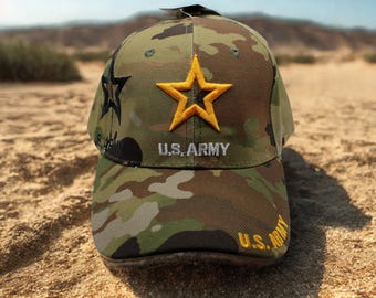 アメリカ陸軍迷彩ベースボールキャップ、アメリカ陸軍刺繍入り帽子