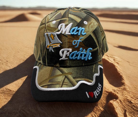 Faith graphic design baseball cap Man of Faith Hat. Christian Baseball Cap With Embroidered  main image 3