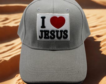 I Love Jesus Hat. Christian Baseball Cap with Embroidered Bible & I Love Jesus Design Christmas Gift. Jesus Gray Hat. Men Christian Hat