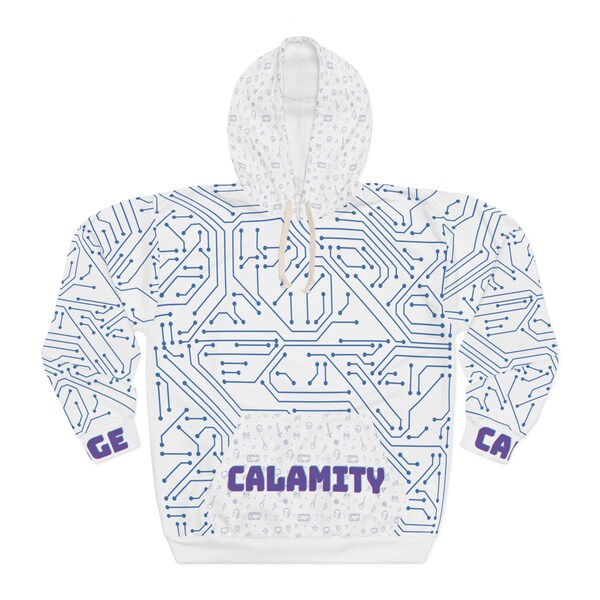 CyberTech Unisex Hoodie | Gamer Tech Print Pullover Hoodie | Rage, Calm, Calamity Hoodie | Cool Style Hoodie | Tech Lovers Hoodie