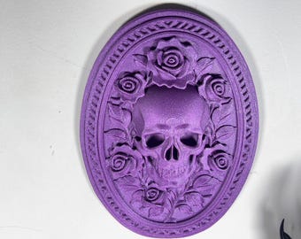 Gothic Skull Roses Plaque - Macabre Anatomical Sculpture, Gothic Desk Accessory, Oddities & Curiosities Decor
