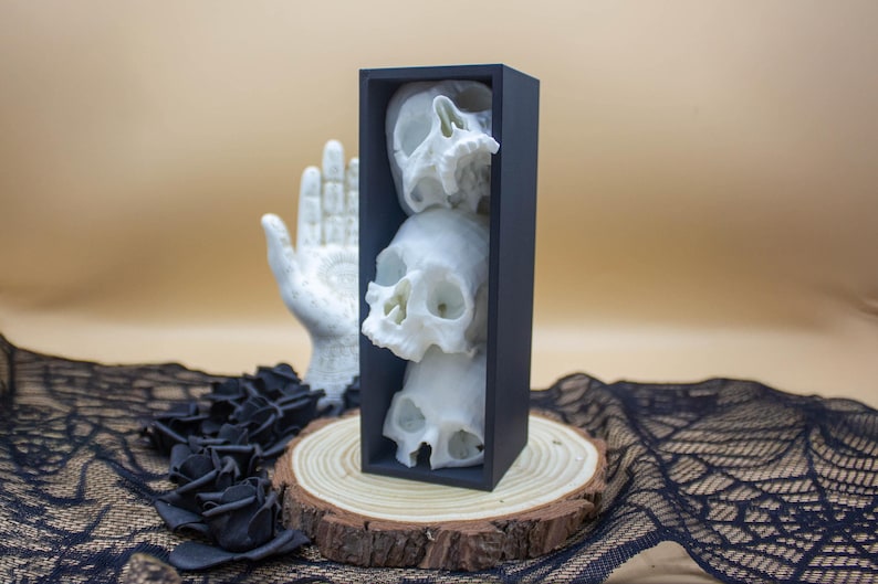 Gothic Skull Book Nook Insert - Macabre Anatomical Sculpture, Gothic Desk Accessory, Oddities & Curiosities Decor afbeelding 1