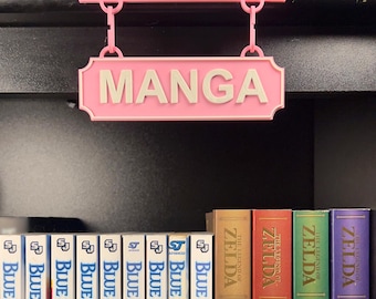 Hanging Bookshelf Sign – Decorative Bookshelf Marker, Gothic Decor