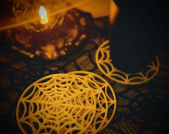 Gothic Spiderweb Coasters, 3D Printed PLA, Alternative Home Decor Accessory