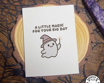 Witch Ghost Birthday Card, "A Little Magic for Your Big Day!" Fun Greeting Card