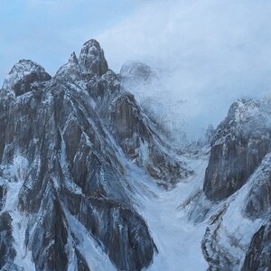 Alps Mountain Ridge Painting: Earthy Tones Landscape Art