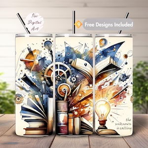 Science Teacher 20 oz Skinny Tumbler Sublimation Science Teacher Tumbler Wrap, Rustic Boho Wrap Design For Straight Tumbler, PNG Digital