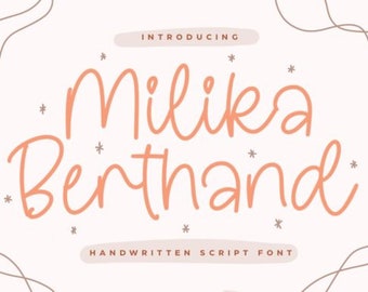 Milika Berthand Font, Monoline Font, Handwritten Font, Elegant Font, Signature Font, Logo Font, Font, Cricut Font, Thin Font, Display Font