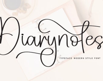 Diarynotes Font, Display Font, Thin Font, Calligraphy Font, Personal Font, Elegant Font, Procreate Font, Wedding Font, Classic Swirly Font