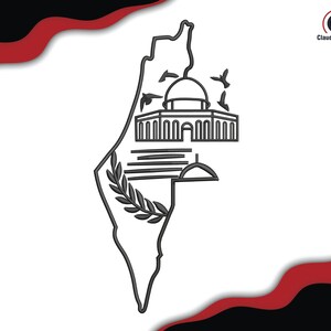 Palestina kaart digitale borduurbestanden, Al Aqsa moskee omtrek borduurwerk, Palestijnen Machine borduurbestanden, enorme korting - winkel nu!