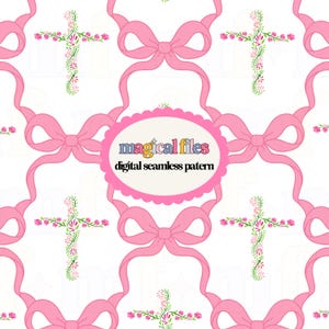 Naadloos roze bloemenpatroon – Coquette Easter digitaal papier (digitale download)
