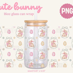 Glazen blikje paashaas inpakken, png PNGEgg | Vintage Rabbit 16 oz Libbey Wrap (digitale download)