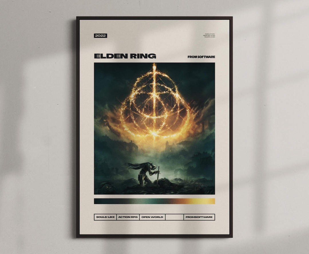 Elden Ring Premium Poster Minimalist Gaming Poster Gaming Room Vintage ...