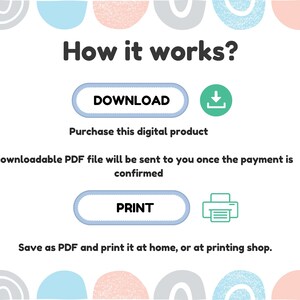 May include: How it works? Download and purchase this digital product. A downloadable PDF file will be sent to you once the payment is confirmed. Print the PDF at home or at a printing shop.