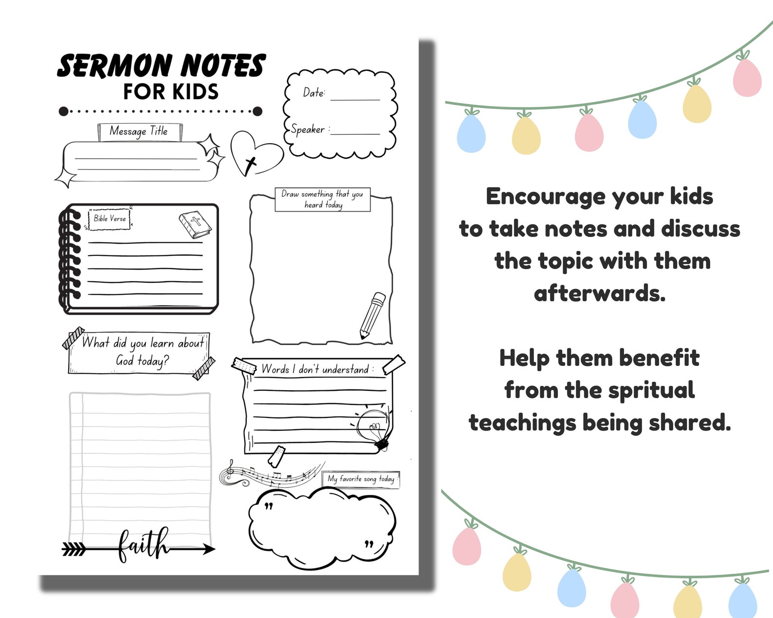 Sermon Notes for Kids Elementary Youth Christian Children Activities ...