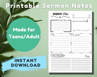 Printable Sermon Notes Church Notes Faith Journal Reflection Notes Christian journey Faith Journey Sermon summary notes sermon Notes pdf