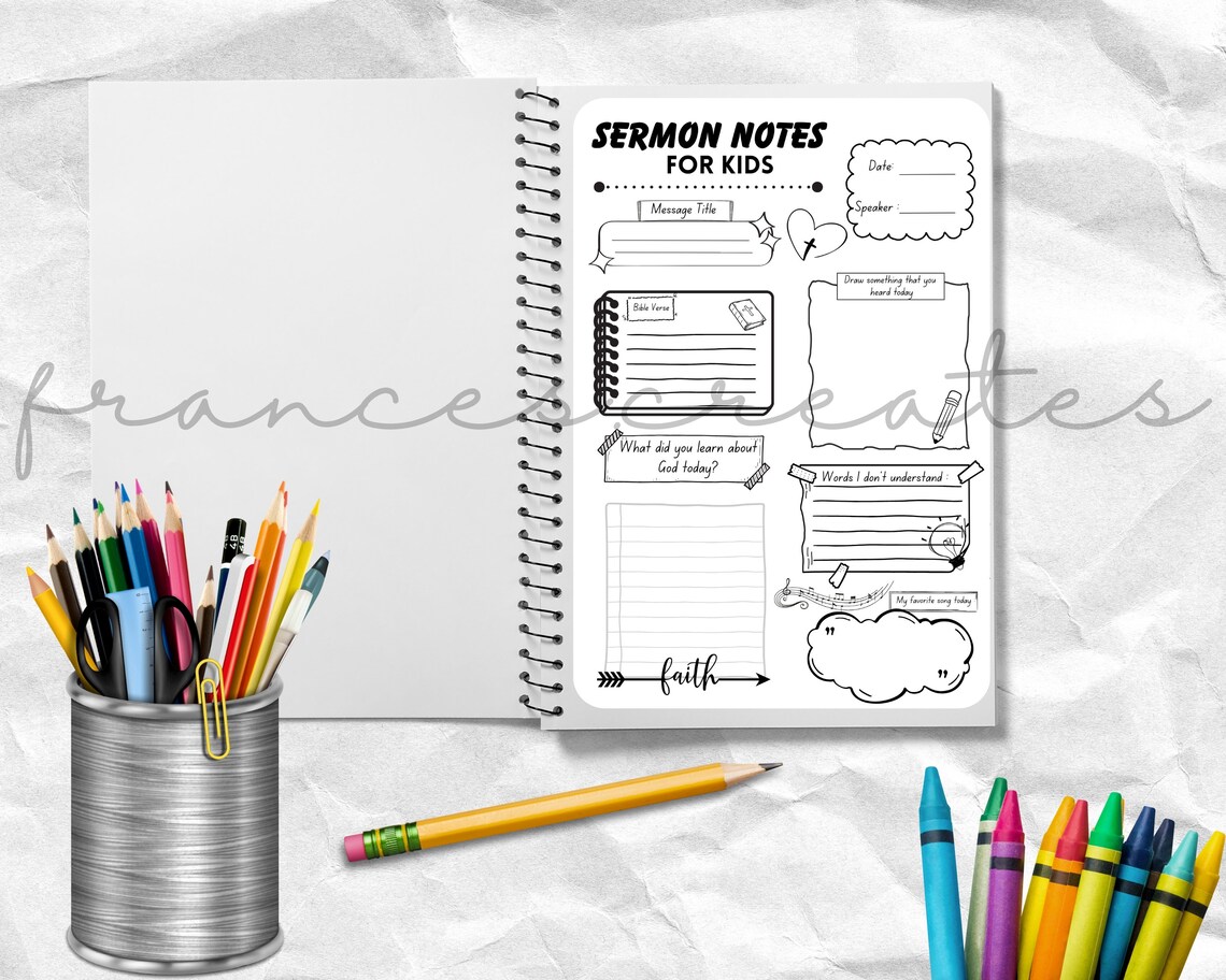 Sermon Notes for Kids Elementary Youth Christian Children Activities ...