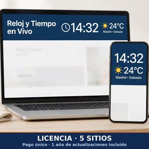 Live Clock & Weather WordPress Plugin | Top Bar, Any City + Time Zone, Multi-Location, No API Key Needed - 5 Sites License