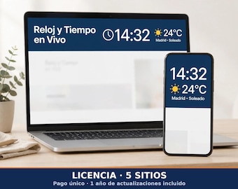 Live Clock & Weather WordPress Plugin | Top Bar, Any City + Time Zone, Multi-Location, No API Key Needed - 5 Sites License