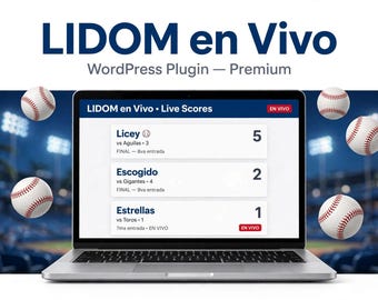 Dominican Baseball LIDOM Live Scores WordPress Plugin | Live Games, Standings & Schedule, Auto-Updated - 1 Site License