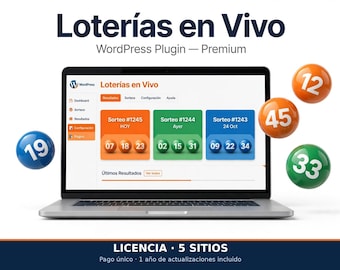Dominican Lottery Results WordPress Plugin | Live Loterías RD + Mega Millions & Powerball, Auto-Updated - 5 Sites License