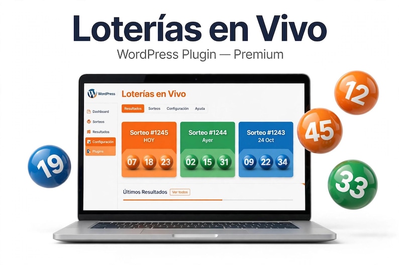 Dominican Lottery Results WordPress Plugin | Live Loterías RD + Mega Millions & Powerball, Auto-Updated - 5 Sites License image 1