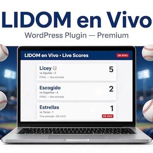 Dominican Baseball LIDOM Live Scores WordPress Plugin | Live Games, Standings & Schedule, Auto-Updated - 5 Sites License
