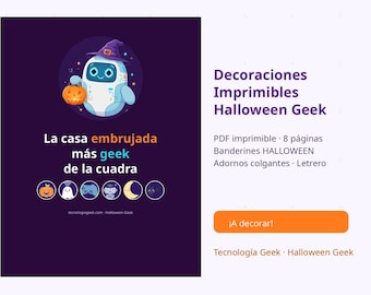 Decoraciones de Halloween imprimibles geek | Banderines HALLOWEEN, adornos colgantes y letrero | Printable decor PDF