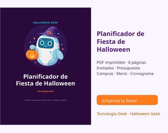 Planificador de fiesta de Halloween imprimible en español | Invitados, presupuesto, menú y cronograma | Party planner PDF