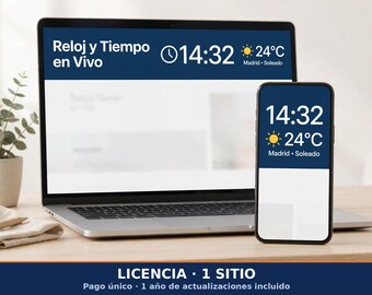 Live Clock & Weather WordPress Plugin | Top Bar, Any City + Time Zone, Multi-Location, No API Key Needed - 1 Site License