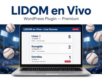 Dominican Baseball LIDOM Live Scores WordPress Plugin | Live Games, Standings & Schedule, Auto-Updated - Unlimited Sites License