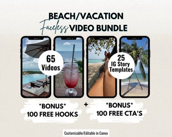 Videos de playa, Reels de playa, Videos sin rostro, Reels de Instagram de vacaciones, marketing digital, contenido de redes sociales, tik tok, descarga digital