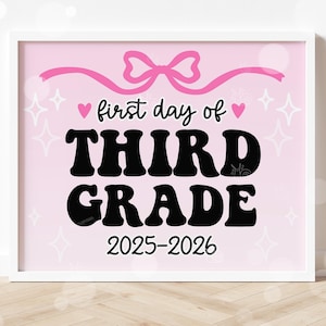 First Day of Third Grade Sign Printable Back to School Sign First Day of School Signs Instant Digital Download Teacher Kids Photo Prop 3rd
