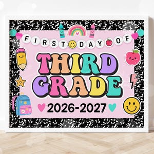 First Day of Third Grade Sign Printable Back to School Sign First Day of School Signs Instant Digital Download Teacher Kids Photo Prop 3rd