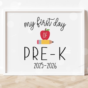 First Day of Pre-K Sign Printable First Day of School Signs Back to School Sign Instant Digital Download PreK Teacher Kids Photo Prop