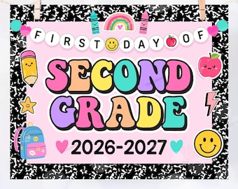 First Day of Second Grade Sign Printable Back to School Sign First Day of School Signs Instant Digital Download Teacher Kids Photo Prop 2nd