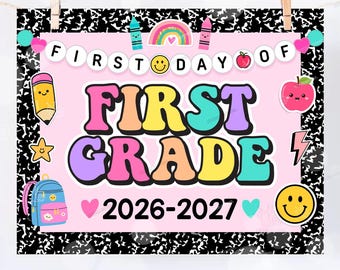 Affiche imprimable pour le premier jour de CP - Rentrée scolaire - Téléchargement numérique instantané - Accessoire photo pour enseignants et enfants