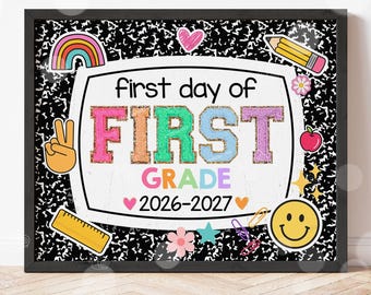 First Day of First Grade Sign Printable Back to School Sign First Day of School Signs Instant Digital Download Teacher Kids Photo Prop 1st