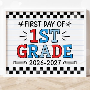 First Day of First Grade Sign Printable Back to School Sign First Day of School Signs Instant Digital Download Teacher Kids Photo Prop 1st