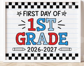First Day of First Grade Sign Printable Back to School Sign First Day of School Signs Instant Digital Download Teacher Kids Photo Prop 1st