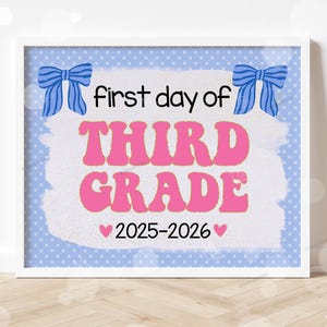 First Day of Third Grade Sign Printable Back to School Sign First Day of School Signs Instant Digital Download Teacher Kids Photo Prop 3rd