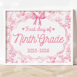 Cartello stampabile per il primo giorno di scuola, cartello per il ritorno a scuola, cartelli per il primo giorno di scuola, download digitale istantaneo, foto per insegnanti e bambini, accessorio per la nona elementare