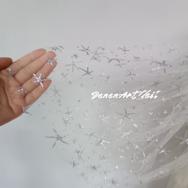 Silver stars veil, four layers veil finger tip, short bridal veil, tulle veil with comb, wedding veil, wedding separates, custom length.