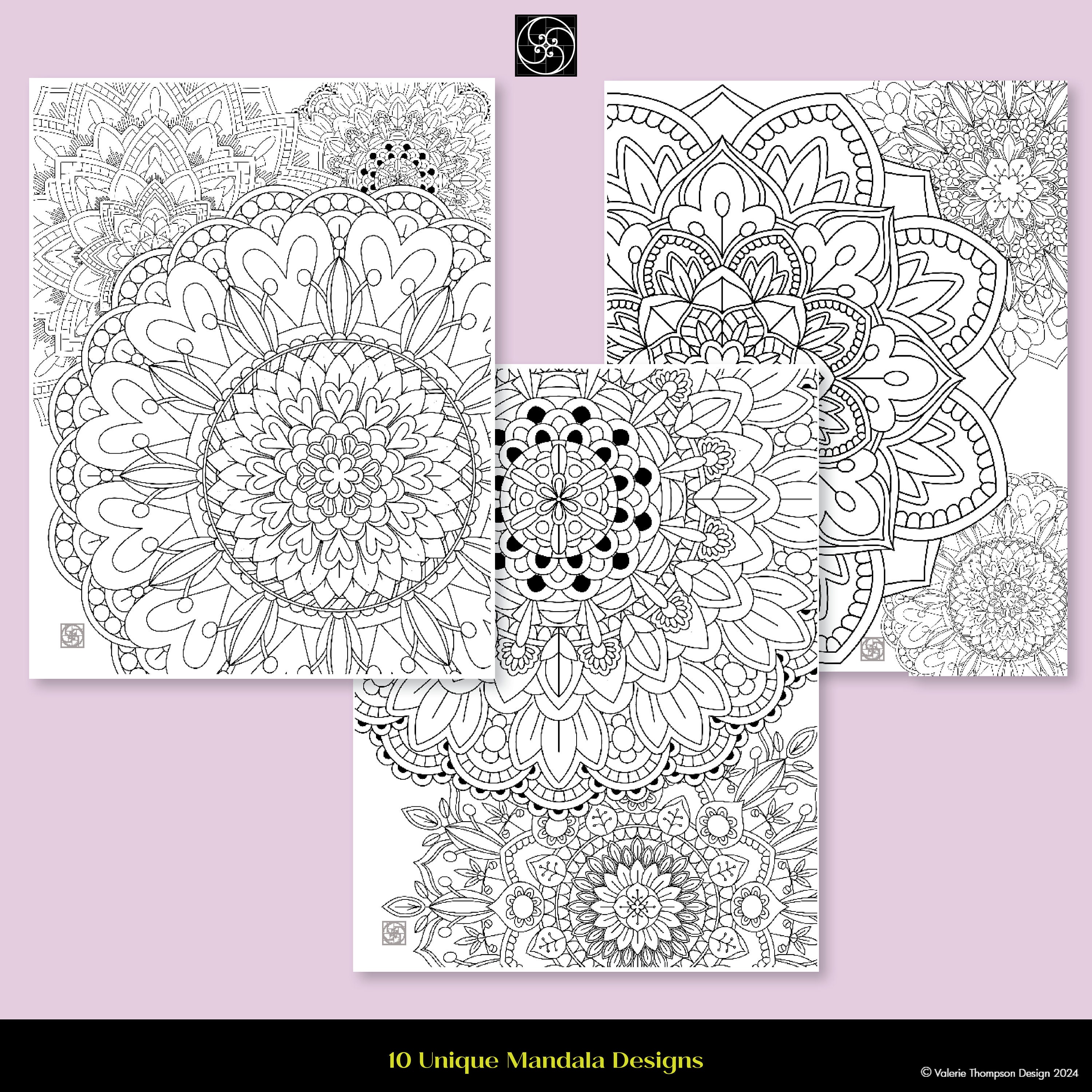 10 Mandala PatternsColoring Pages Full Page Designs Printable