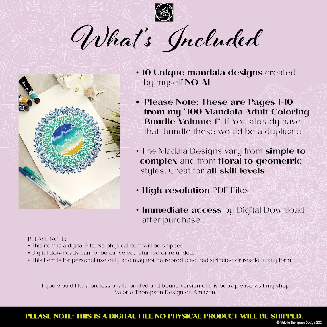 10 Mandala Patterns Adult Coloring Pages Full Page Designs, Printable ...