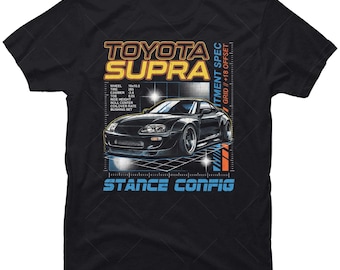 Camiseta Toyota Supra, camiseta de cultura automovilística JDM, camiseta de configuración de postura automotriz, diseño de coches japoneses, regalo para entusiastas de los coches, camiseta de coche tuneado